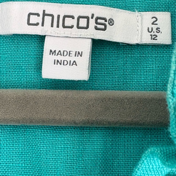 Chico's Vibrant Teal Linen Dress - Picture 3 of 4